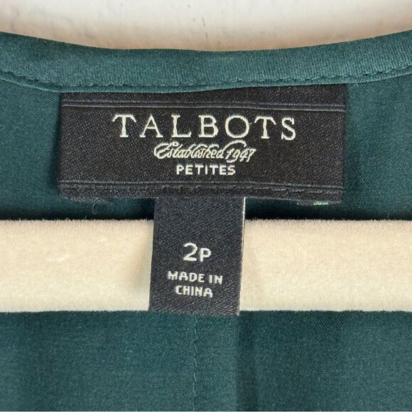 Talbots Green Silk Sleeveless Tiered Blouse 2P - Picture 6 of 6
